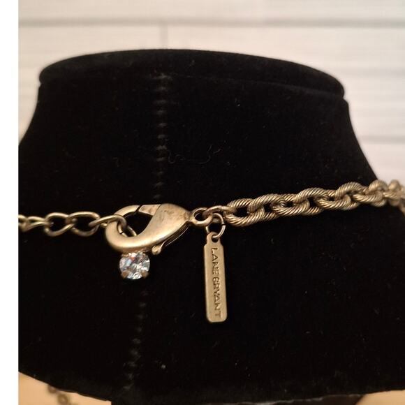 LANE BRYANT Rhinestone Faux Faceted Stones Gold Tone Necklace - Picture 3 of 3